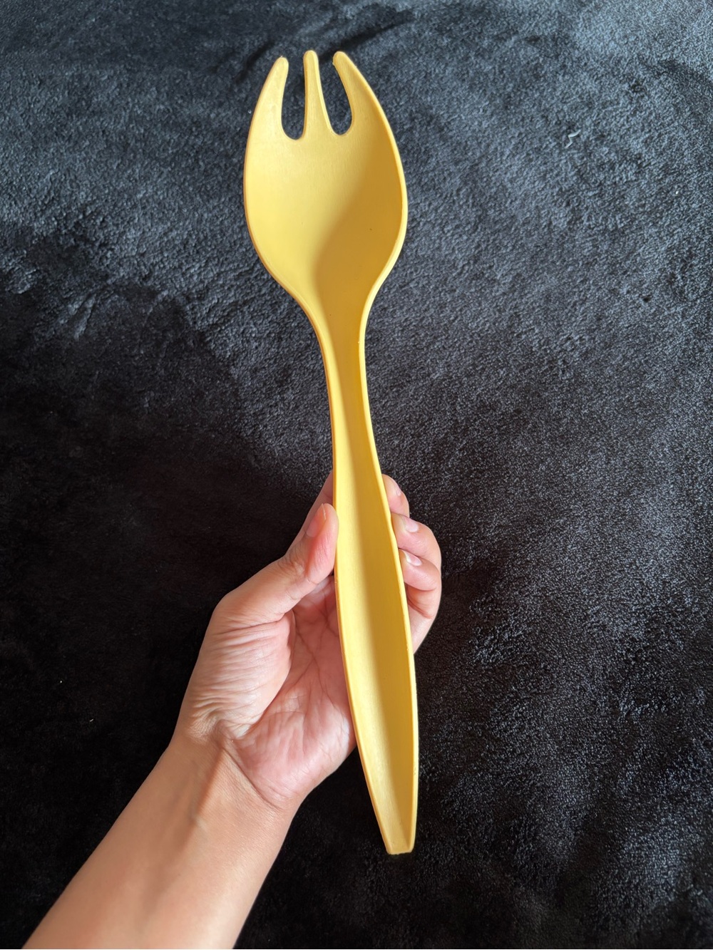 Vintage Tupperware Spork Spoon Fork Harvest Gold Serving Salad Tongs Utensil 12"
